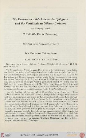 Die Konstanzer Bildschnitzer der Spätgotik und ihr Verhältnis zu Niklaus Gerhaert - II.Teil: Die Werke