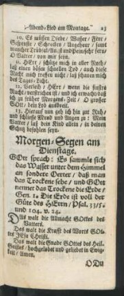 Morgen-Segen am Dienstage