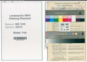 Entnazifizierung Fritz Breiter , geb. 05.08.1904 (Bergmann)