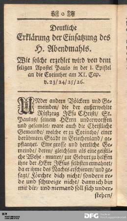 Deutliche Erklärung der Einsatzung des H. Abendmahls.