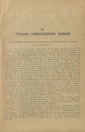 VI. Dahlems wissenschaftliche Institute