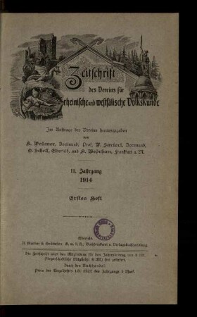 Zeitschrift des Vereins für Rheinische und Westfälische Volkskunde / 11. Jahrgang 1914