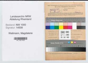 Entnazifizierung Magdalene Wallmann, geb. 16.07.1909 ()