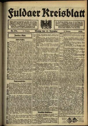 Zweite Ausgabe vom Montag, den 19. Dezember 1910.