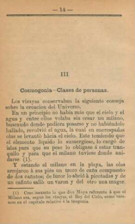 III. Cosmogonia - Clases de personas.