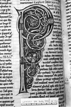 Bewohnte Rankeninitiale P, Folio 43 verso