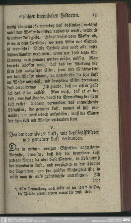 V. Von der brennbaren Luft, mit dephlogistisirter und gemeiner Luft verbunden