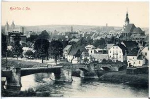 Rochlitz. Blick auf Rochlitz und die Muldenbrücke