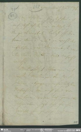 Eigenh. Brief von Johann Carl Fürchtegott Schlegel an August Wilhelm von Schlegel, Hannover, 09.07.1796