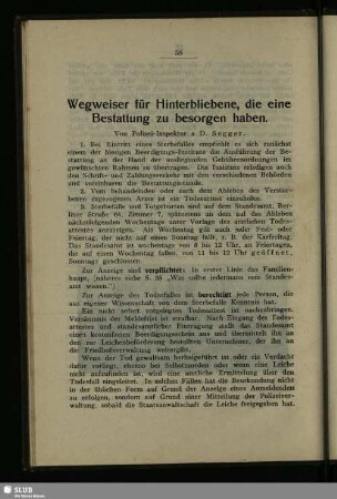 Wegweiser für Hinterbliebene, die eine Bestattung zu besorgen haben