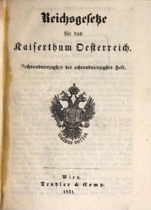 Reichsgesetze für das Kaiserthum Österreich. 16. 1851 = H. 46 - 48