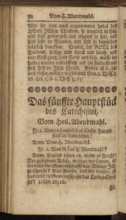 Das fünffte Hauptstück des Catechismi, Vom Heil. Abendmahl.