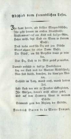 Abschied vom freundlichen Leser
