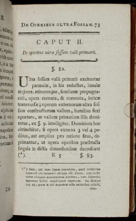 Caput II. De operibus ultra fossam valli primarii.