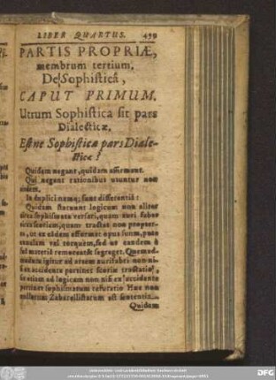 Partis Propriae, membrum tertium. De Sophisticâ,