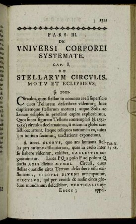 Pars III. [IV.] De Universi Corporei Systemate