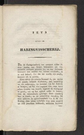 Iets over de haringsvisscherij.