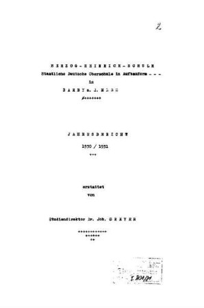1930/31: Jahresbericht über das Schuljahr ... - 1930/1931