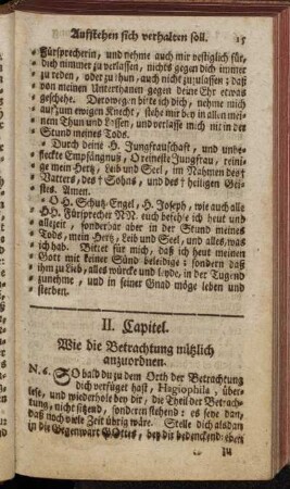 II. Capiel. Wie die Betrachtung nützlich anzuordnen