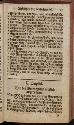 II. Capiel. Wie die Betrachtung nützlich anzuordnen