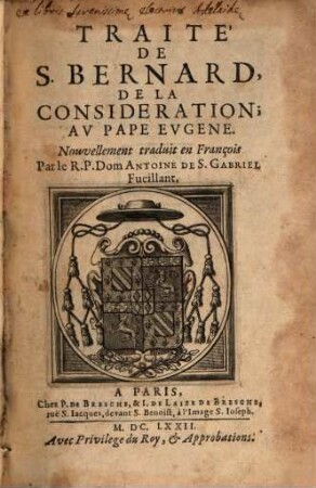 Traité de S. Bernard de la considération
