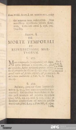 Sect. I. De Morte Temporali Et Resvrrectione Mortvorvm.