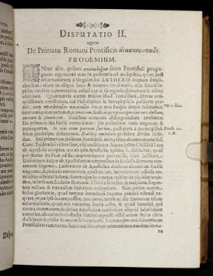 Disputatio II. agens De Primatu Romani Pontificis