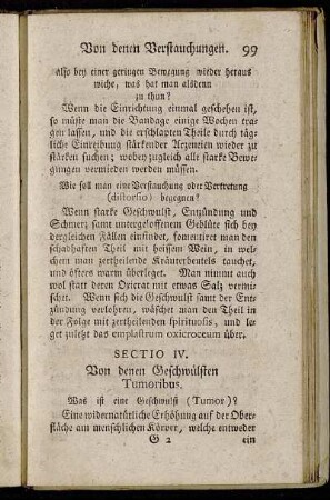 Sectio IV. Von denen Geschwülsten Tumoribus.