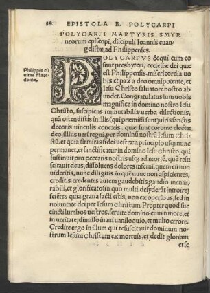 Polycarpi Martyris Smyrneorum episcopi, discipuli Ioannis evangelistae, ad Philippenses.