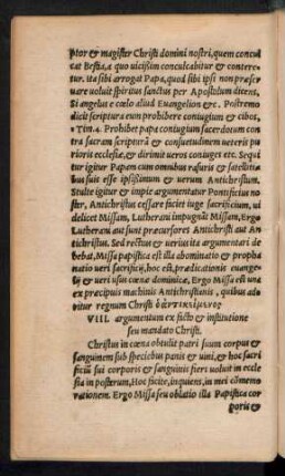 VIII. argumentum ex facto et institutione seu mandato Christi.
