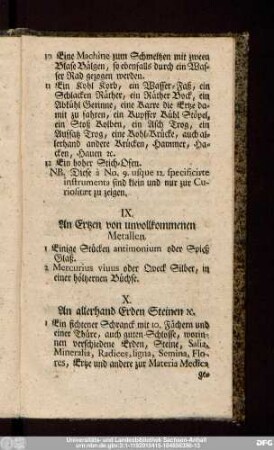 IX. An Ertzen von unvollkommenen Metallen.