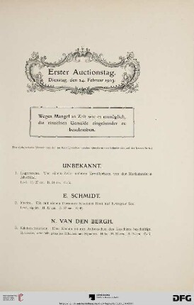 Erster Auctionstag. Dienstag, den 24. Februar 1903 (Nr. 1-128a)
