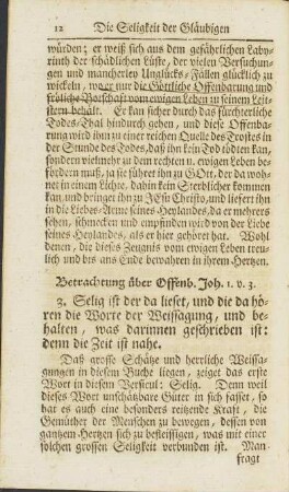 Betrachtung über Offenb. Joh. 1. v. 3.