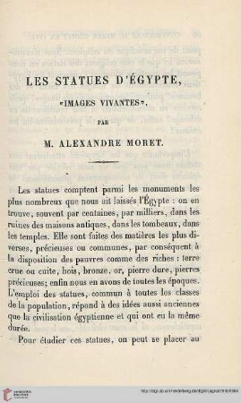 Les statues d'Égypte, «Images vivantes»