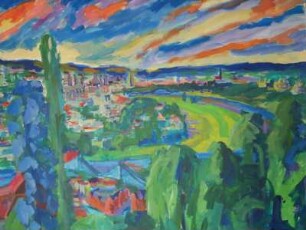 Blick von der Standseilbahn Loschwitz auf Dresden