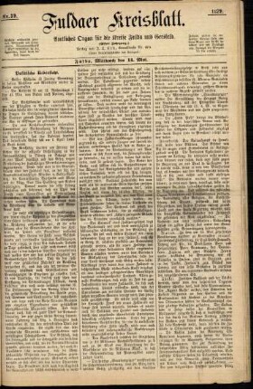 Erste Ausgabe vom Mittwoch, den 14. Mai 1879.