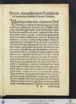 Vorrede aines guochertzigen Teütschen in diß nachvolgend büchle Martini Luther.