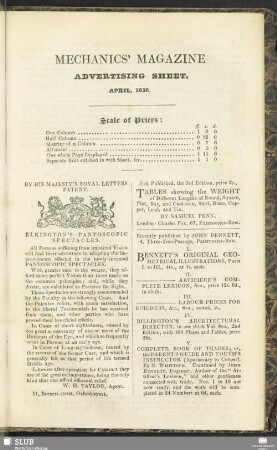 Advertising Sheet. April, 1836