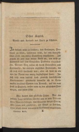 Erstes Kapitel. Abreise und Ankunft des Duc's zu Lissabon.