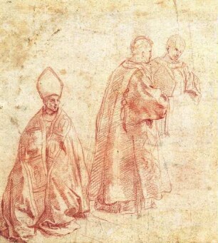 Studie eines knieenden Kardinalbischofs und zweier Kardinaldiakone