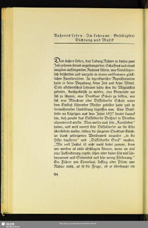 Äußeres Leben - Im Lehramt - Geselligkeit - Dichtung und Musik