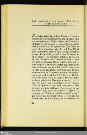Äußeres Leben - Im Lehramt - Geselligkeit - Dichtung und Musik