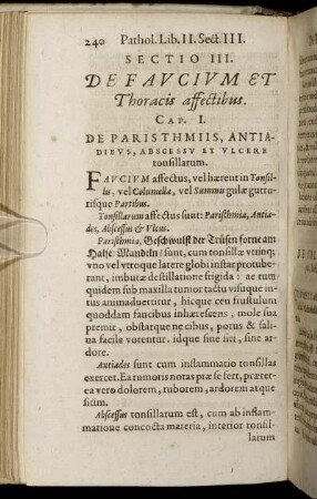 Sectio III. De Faucium Et Thoracis affectibus.