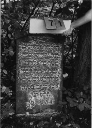 Grabstein 71 (Index: 99790608) Maße HxBxT: 90x43x13 cm Besonderheit: Kindergrab: Grabstein 71