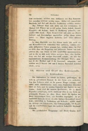 VII. Säuren und Oxyd des Kohlenstoffs.