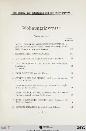 Wohnungsinventar (Nr. 1-147)