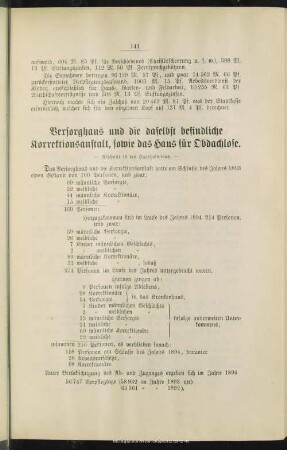 Versorghaus und die daselbst befindliche Korrektionsanstalt, sowie das Haus für Obdachlose