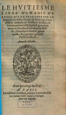Le ... livre d'Amadis de Gaule, 8.