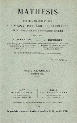 TOME CINQUIÉME DÉCEMBRE 1885.
