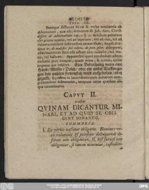 Caput II. tractat Quinam Dicantur Minari, Et Ad Quid Se Obligent Minando.